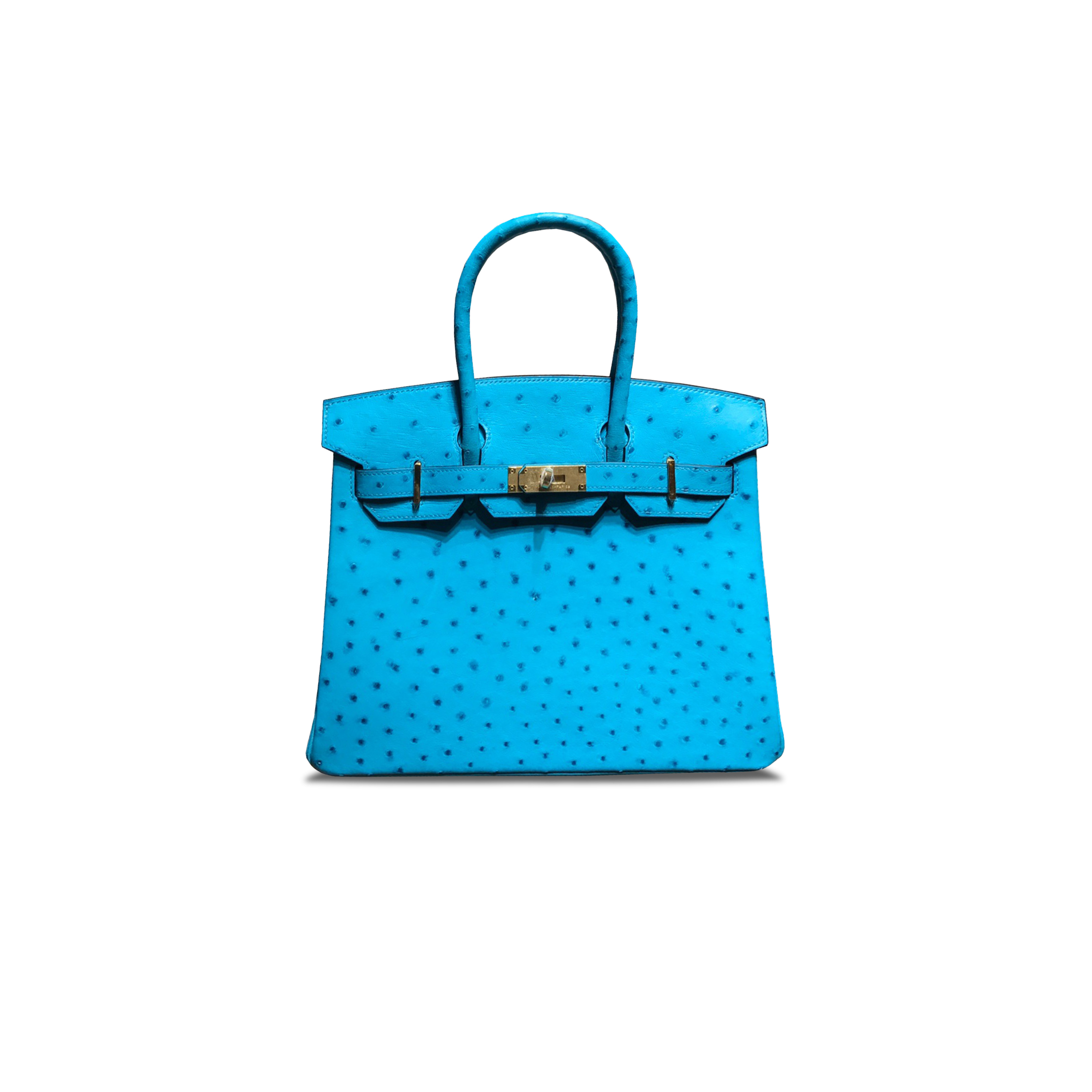 HERMÈS MASTER BIRKIN 30 OSTRICH LEATHER PARADISE BLUE GOLD BUCKLE H041933CK89 (30*22*16cm)